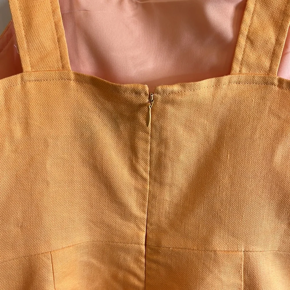 J. Crew Square neck linen blend dress in Coastal Sunset Size 4 Tall